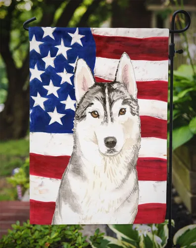 Miniatura 3 de Caroline's Treasures CK1713GF Bandera patriótica de Estados Unidos Siberiano Husky para buzón, bandera decorativa para patio exterior, patio, obras