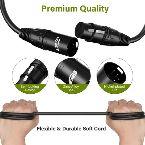 Miniatura 2 de Elecan Cable adaptador XLR/DMX de 3 pines hembra a 5 pines macho de 0.5 pies/2 unidades, transmisión de señal premium para micrófono, iluminación
