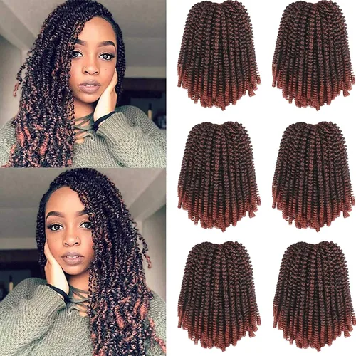Miniatura 15 de Xtrend - Cabello trenzado de ganchillo con rizos de resorte, color rojo cobrizo, 12 pulgadas, para rizos de mariposa de imitación, extensiones