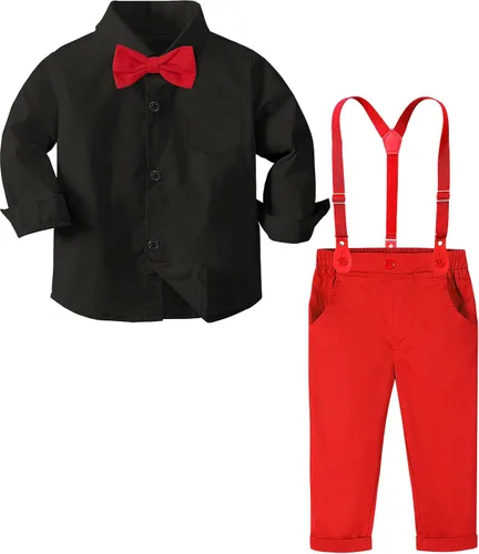 Miniatura 28 de A&J DESIGN Conjunto de ropa formal para niños pequeños con tirantes y tirantes