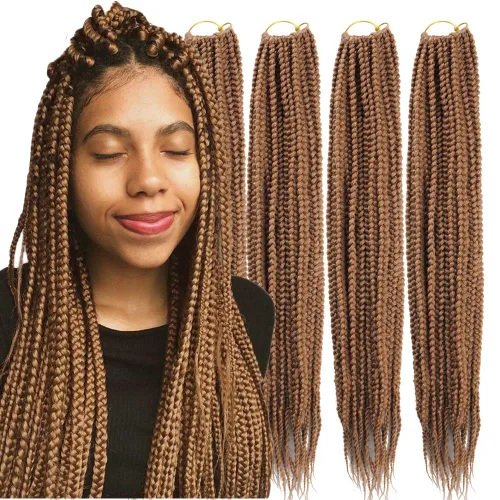 Miniatura 41 de 6 paquetes/lote (14/18/24/30) pulgadas, 0.4 in, 20 hebras por paquete, 3 extensiones de cabello trenzado de ganchillo finas, diámetro 3X