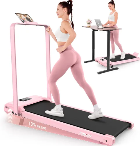 Miniatura 10 de FUNMILY Cinta de Correr Plegable con Almohadilla de Caminata Mejorada con Inclinación del 12%/15% y Barra de Manejo, Cintas de Correr Compactas