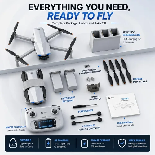 Miniatura 9 de Holy Stone HS790 GPS Dron con cámara 6K y cardán de 3 ejes, drones FPV RC cuadricópteros con cámara para adultos 4K/30FPS Video, transmisión