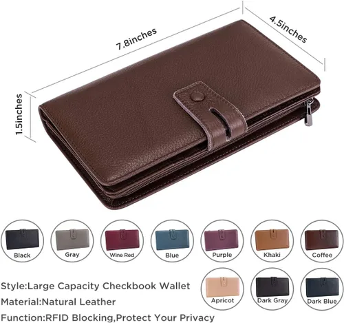 Miniatura 4 de Itslife Billetera para mujer, de gran capacidad, con bloqueo RFID, de cuero, para tarjetas de crédito, cartera con soporte para chequera