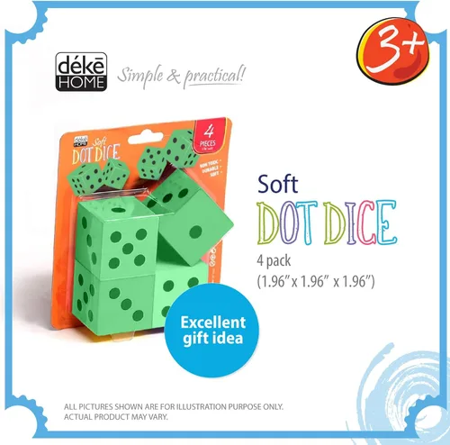 Miniatura 9 de Deke Home - Juego de dados de espuma (paquete de 4), dados grandes para el aula y la escuela en casa, color verde brillante, grande de 1.96