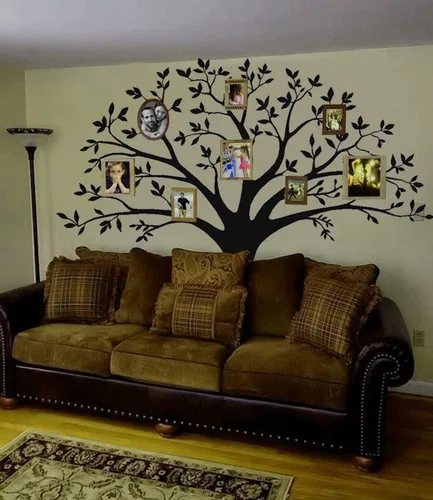 Vinilo decorativo para pared de árbol de fotos de familia gigante, arte mural, decoración de pared para sala de estar, habitación de bebé (negro)