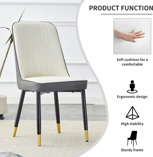 Miniatura 3 de Juego de 4 sillas de comedor, modernas patas de metal negro de cuero sintético para sala de estar, cocina, comedor