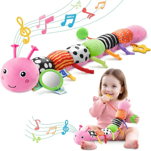 Miniatura 18 de AWOTOY Juguetes para bebés de 0 a 12 meses, juguetes de peluche musicales con actividad sensorial suave, con arrugas, sonajero y texturas, juguetes
