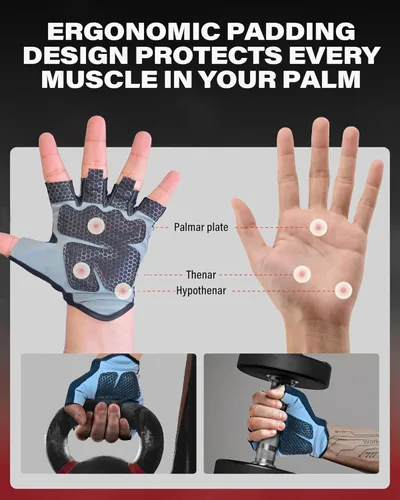 Miniatura 7 de LIONCO Guantes de entrenamiento para hombres y mujeres, guantes de levantamiento de pesas con gel transpirable acolchados de excelente agarre