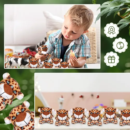 Miniatura 6 de Shappy 30 piezas de mini juguetes de guepardo de peluche, animales de peluche pequeños a granel para baby shower, safari, guardería, decoración