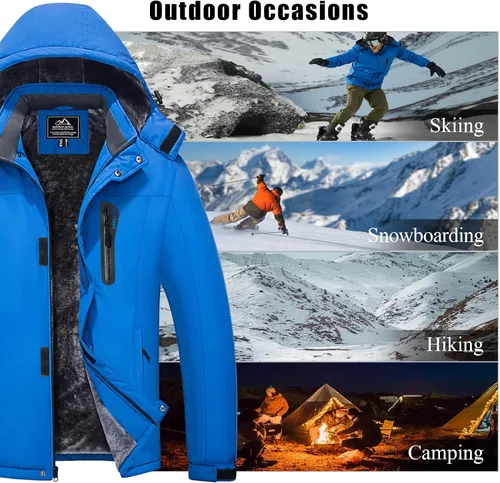 Miniatura 7 de MAGCOMSEN - Abrigos de invierno para hombre, impermeables, con forro polar, parka, con capucha, para esquiar, senderismo, trabajo