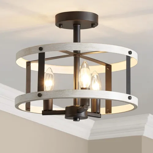 Miniatura 16 de AGV LIGHTING Lámpara de techo semiempotrada, 3 luces, montaje en techo, acabado negro y dorado Negro y dorado 001