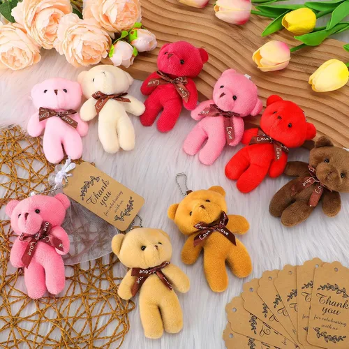 Miniatura 4 de Fumete 40 juegos de osos para baby shower de 4.7 pulgadas, osos pequeños a granel, osos de peluche, llavero pequeño, adornos colgantes con bolsa