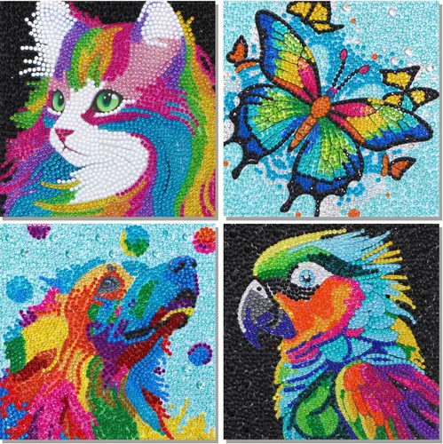 Miniatura 14 de Libfx Kits de arte de diamantes para niños, 4 piezas de arte de diamantes para niñas, niños, principiantes, artes y manualidades para niños de 8 a