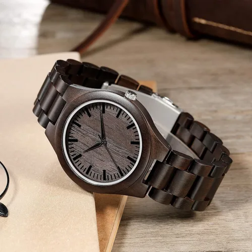 Miniatura 4 de Relojes de madera grabados para hombre hechos a mano para hombre relojes de madera para marido novio papá hijo regalos