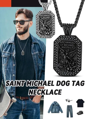 Miniatura 9 de FaithHeart Saint Michael Necklace, Stainless Steel18K Gold Plated St Michael the Archangel Pendant Amulet for Men Women with Gift Packaging