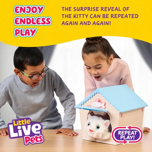Miniatura 6 de Little Live Pets Figuras de gato para niños, juego de animales de caseta interactivo con más de 25 sonidos, juguetes al aire libre para niñas de 5+