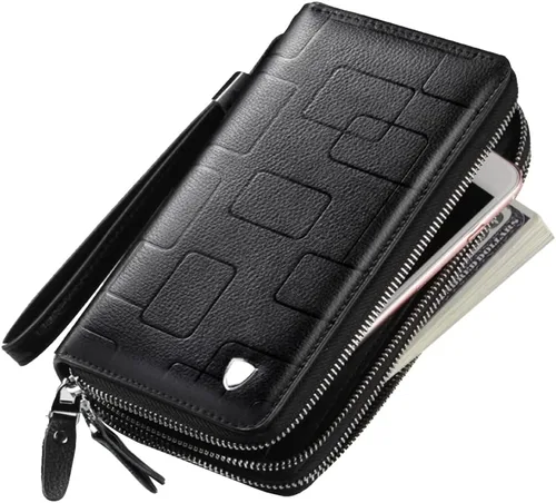 Miniatura 9 de KPYWZER Bolso de mano de cuero para hombre, cartera para muñeca, bolsa de muñeca