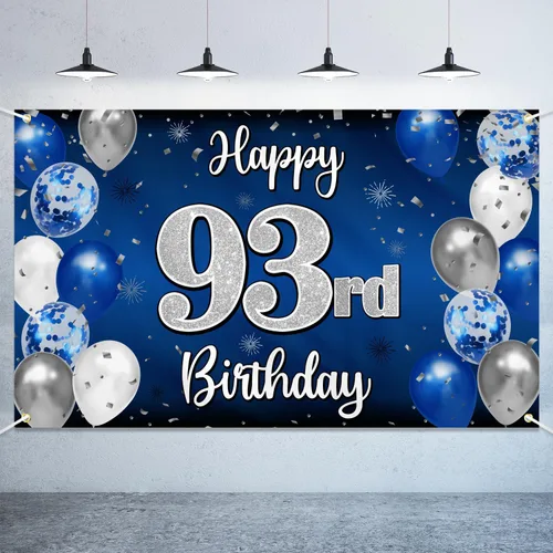 Miniatura 67 de Decoraciones de Feliz 11º Cumpleaños, Globo Azul y Plateado Grande Pancarta de Fondo de Cumpleaños, Brindemos por Once Años Suministros de Fiesta