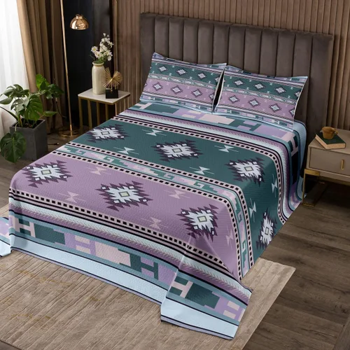 Miniatura 40 de Erosebridal Southwestern - Juego de colcha geométrica bohemia acolchada tamaño individual, juego de edredón étnico tribal con flechas occidentales