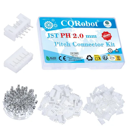 Miniatura 60 de CQRobot JST EL 4.5 mm de paso 2 pines conector electrónico IC macho, enchufes hembra carcasa y kit de terminales de crimpado en T macho/hembra. 50