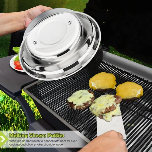 Miniatura 4 de HaSteeL - Juego de 3 cúpula de fusión de queso, cubiertas redondas de acero inoxidable para vaporizar, accesorios profesionales para parrilla
