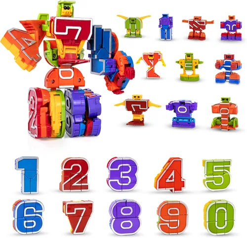 Lydaz Robot de números para niños de 3 a 5 años, juguete educativo de matemáticas STEM con bloques de números, juguetes sensoriales para autismo