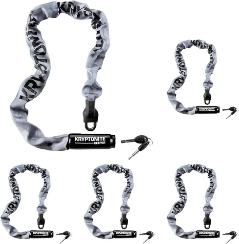 Miniatura 5 de Kryptonite Keeper 785 Candado de Cadena para Bicicleta, 2.8 Pies de Largo, Candado de Cadena para Bicicleta Resistente Antirrobo con Llaves para Gris