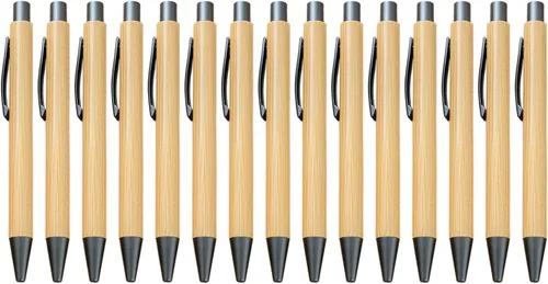 Miniatura 7 de Gullor Bolígrafo retráctil de bambú natural, bolígrafos sostenibles para escribir diario, suministros de oficina, bolígrafos ecológicos, 5