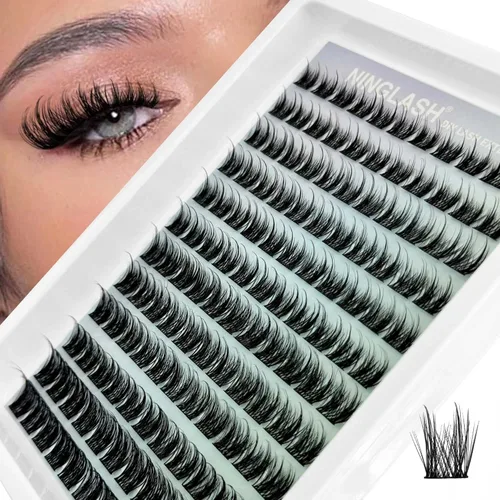 Miniatura 9 de Extensiones de pestañas naturales en racimo de pestañas finas de 0.315 a 0.472 pulgadas, racimos de pestañas cortas de aspecto natural, extensiones