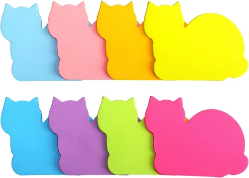 Miniatura 4 de Notas adhesivas lindas de gatos, bloc de notas autoadhesivas de 6 colores brillantes, 75 hojas por bloc