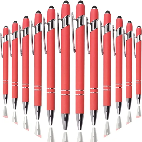 Miniatura 16 de Oddmoal Bolígrafo con punta de lápiz, bolígrafo de metal suave al tacto, punta media de 0.039 pulgadas, tinta negra, 12 unidades (color mezclado)