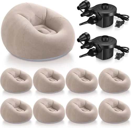 Miniatura 16 de Realspring 6, 9, 12 piezas de puf inflables para adultos con bomba de aire eléctrica, sofá plegable portátil inflable para acampar nocturno de cine