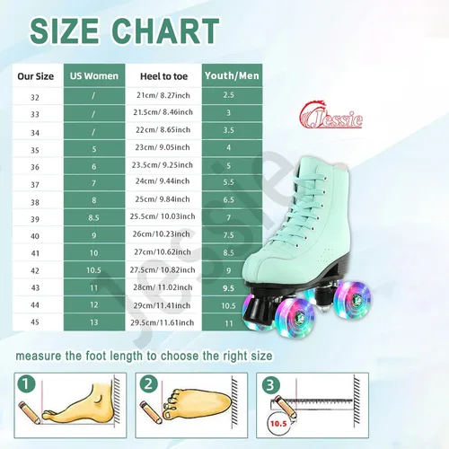 Miniatura 4 de Jessie - Patines de piel sintética ajustables de cuatro ruedas de alta calidad para mujeres, hombres, niños y niñas - Interior y exterior Rueda