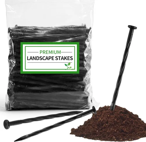 Paquete de 220 estacas de plástico resistente de 8 pulgadas para bordes de paisaje, clavos de anclaje en espiral para bordes de pavimentación, tela