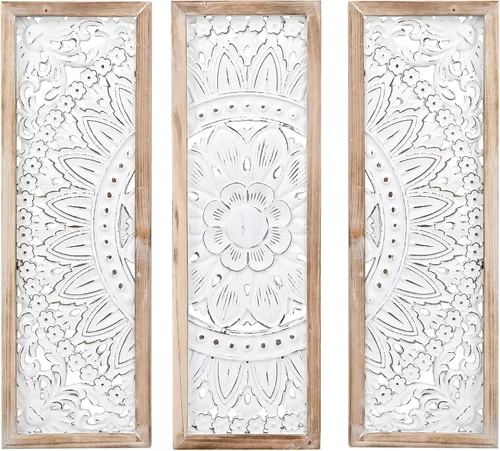 Miniatura 7 de SwallowLiving Decoración de Pared Dorada, 3 Piezas de Arte de Pared de Metal para Sala de Estar, Esculturas Modernas Lujosas Decoración del Hogar