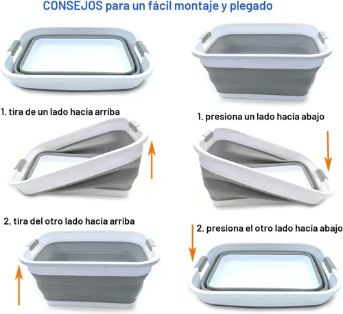 Miniatura 8 de SAMMART Cesta de Lavandería de Plástico Plegable de 41L (10.8 galones) - Contenedor/Organizador de Almacenamiento Emergente Plegable - Tina de Gris