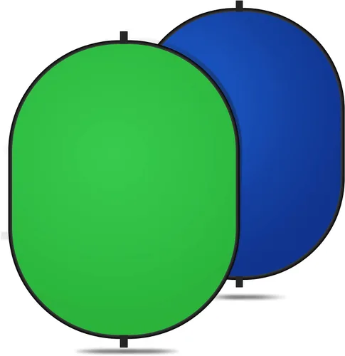 Yesker Telón de fondo Chromakey de 5 x 6.5 pies, pantalla de fondo 2 en 1 verde y azul, telón de fondo plegable para fotografía, juegos y