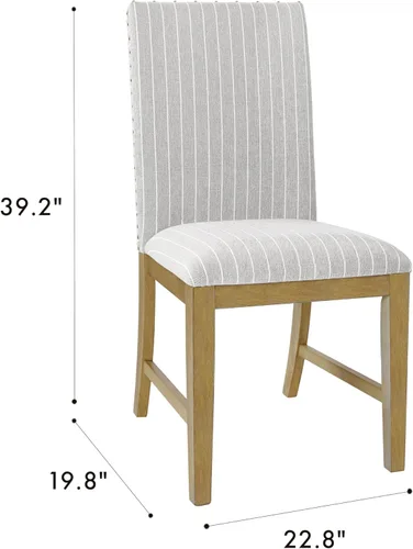 Miniatura 231 de Homepop Silla de comedor con detalles festoneados, sillas de comedor Parsons tapizadas, muebles decorativos para el hogar, tejido gris claro