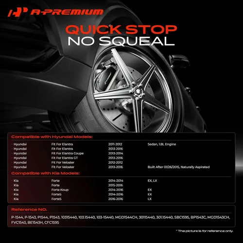 Miniatura 2 de A-Premium Juego de pastillas de freno de disco de cerámica delanteras y traseras compatibles con modelos seleccionados de Hyundai y Kia: Elantra