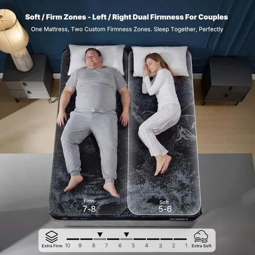 Miniatura 2 de Colchón matrimonial de espuma viscoelástica de 12 pulgadas, colchón inteligente de doble firmeza izquierda y derecha, en una caja, con gel de cobre
