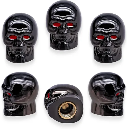 Miniatura 22 de 4 tapones de válvula de neumático estilo calavera, con anillo de goma O, cubiertas universales de vástago de válvula de neumático de núcleo de cobre
