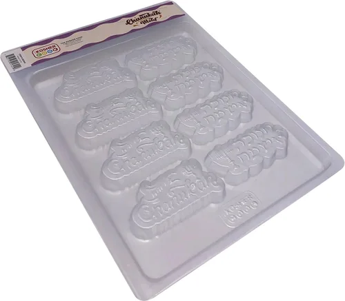 Miniatura 5 de The Kosher Cook Moldes de chocolate de Hanukkah, feliz Janucá formó moldes plásticos para el chocolate