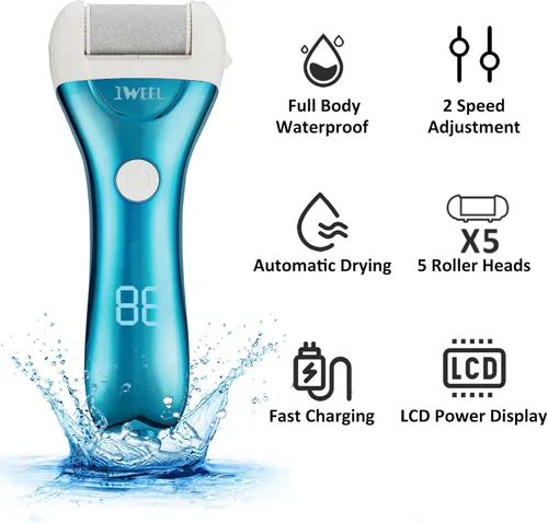 Miniatura 2 de Removedor eléctrico de callos de pies, kit de pedicura electrónico recargable, removedor de callos eléctrico para pies, limpiador de piel muerta