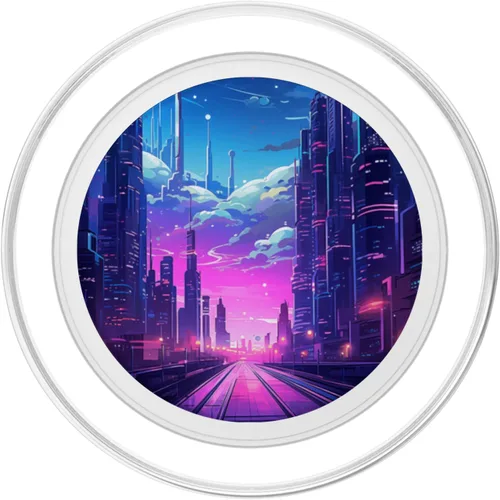 Miniatura 2 de Synthwave City At Night Vaporwave Retrowave PopSockets MagSafe PopGrip for iPhone