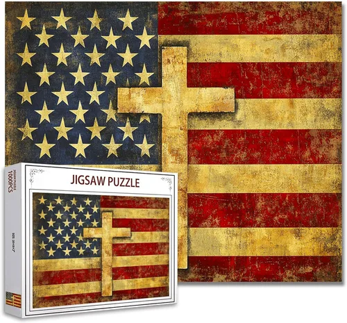 Miniatura 13 de Rompecabezas de 1000 piezas con la bandera americana y águila para adultos, rompecabezas del 4 de julio, para juegos de actividades familiares