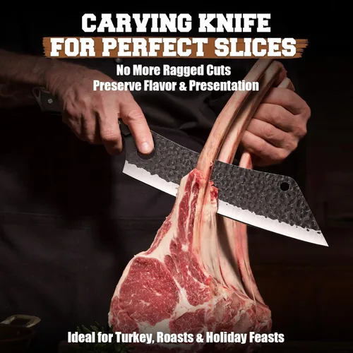 Miniatura 2 de PURPLEBIRD Cuchillo japonés para rebanar pechuga de 11 pulgadas, cuchillo de carnicero para cortar carne, cuchillos de carne de alta resistencia