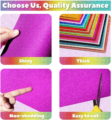 Miniatura 5 de XXINMOH 40 hojas de cartulina con purpurina de 8.5 x 11 pulgadas, 20 colores de cartulina prémium para Cricut, manualidades y proyectos