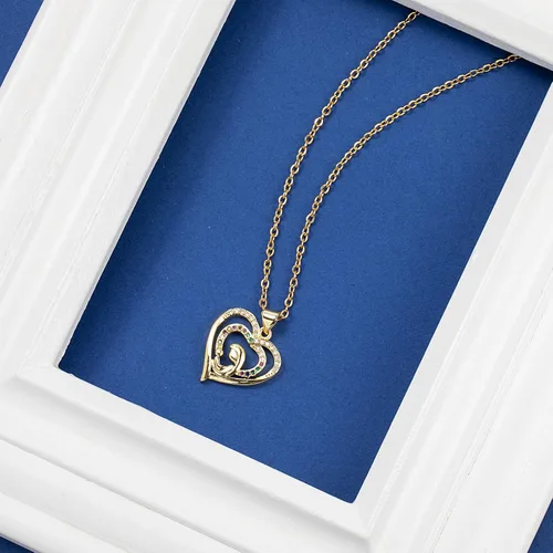 Miniatura 3 de FANCY SHINY Collar delicado de corazón de oro para mamá, collar de circonita cúbica, regalo de joyería para el día de la madre, cumpleaños