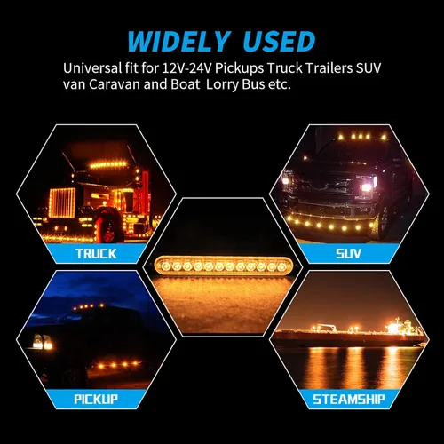 Miniatura 6 de ANKIA - 2 luces LED de advertencia estroboscópicas con marcador lateral, lámpara de rejilla, intermitente, peligro de emergencia para remolque
